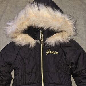 Girls Guess Jacket with faux fur hood